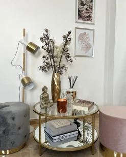 Sofabord BIRNEY Hærdet glas Guld