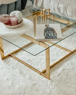 Sofabord CRYSTAL Hærdet glas Guld