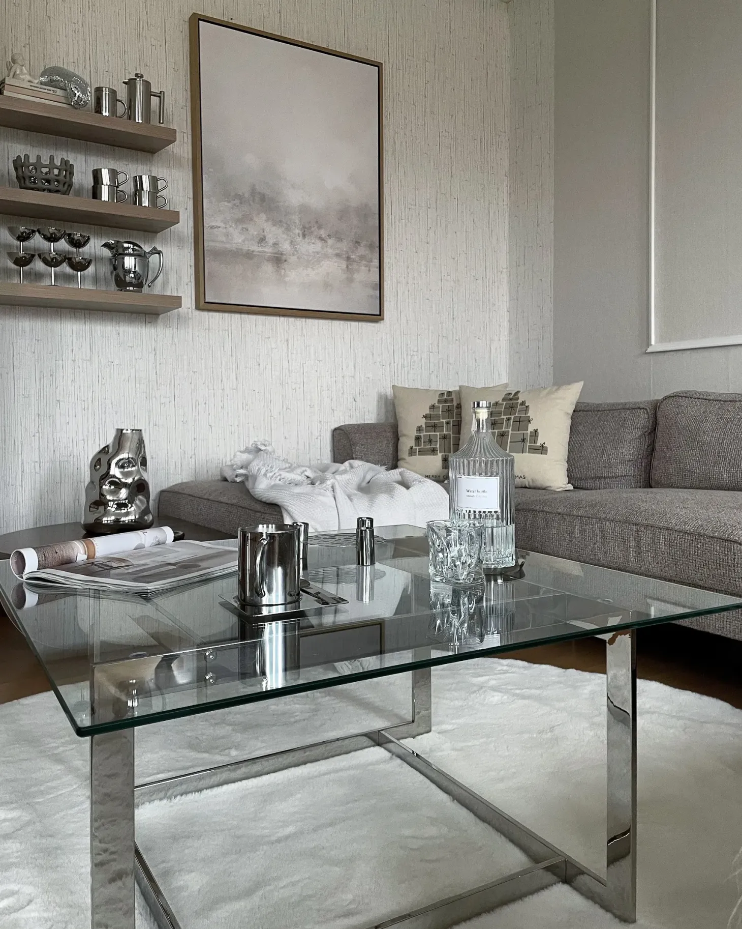 Sofabord CRYSTAL Hærdet glas Sølv