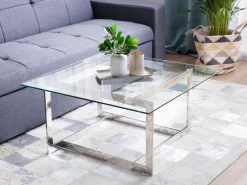 Sofabord CRYSTAL Hærdet glas Sølv