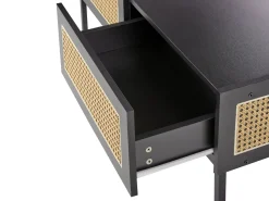 Sofabord CULLEN Rattan Sort med opbevaring