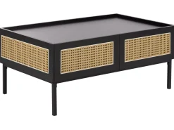 Sofabord CULLEN Rattan Sort med opbevaring