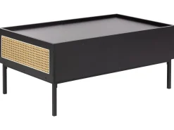 Sofabord CULLEN Rattan Sort med opbevaring