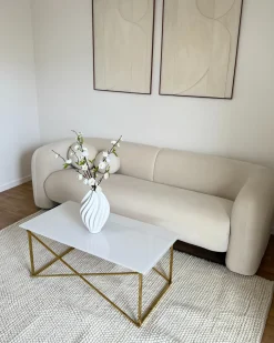 Sofabord EMPORIA Hærdet glas Hvid/guld