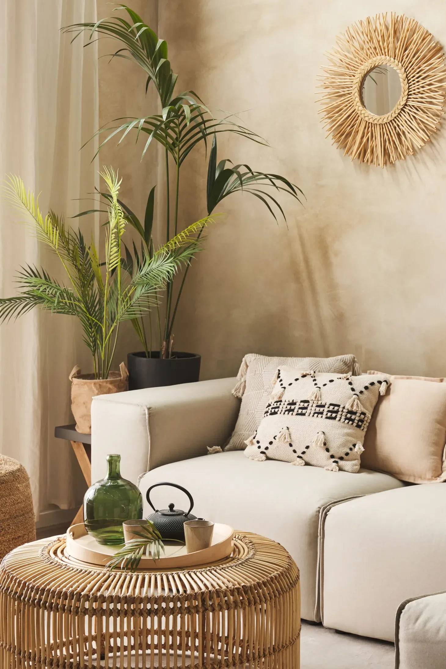 Sofabord LIMNI Rattan Lysebrun