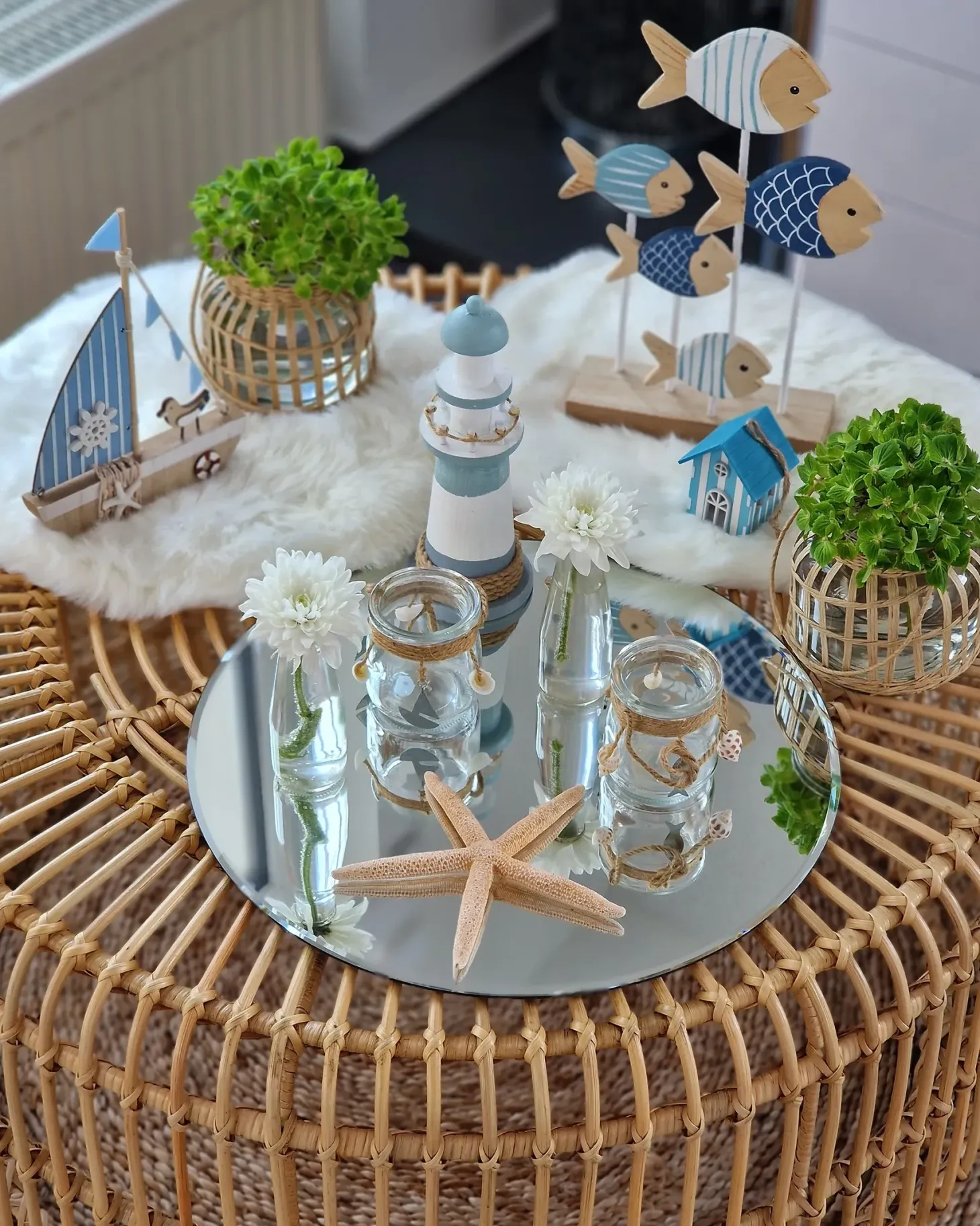 Sofabord LIMNI Rattan Lysebrun