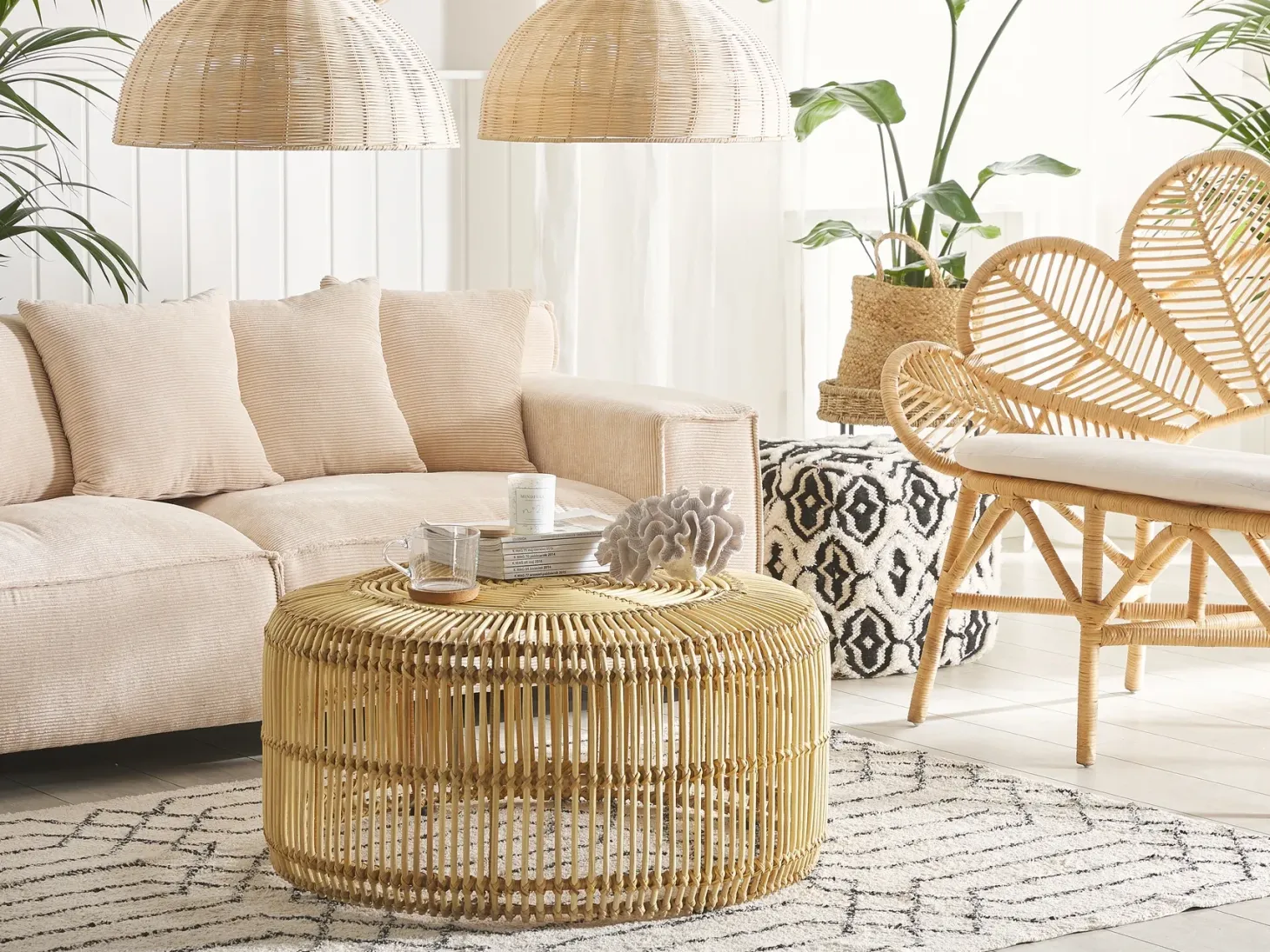 Sofabord LIMNI Rattan Lysebrun