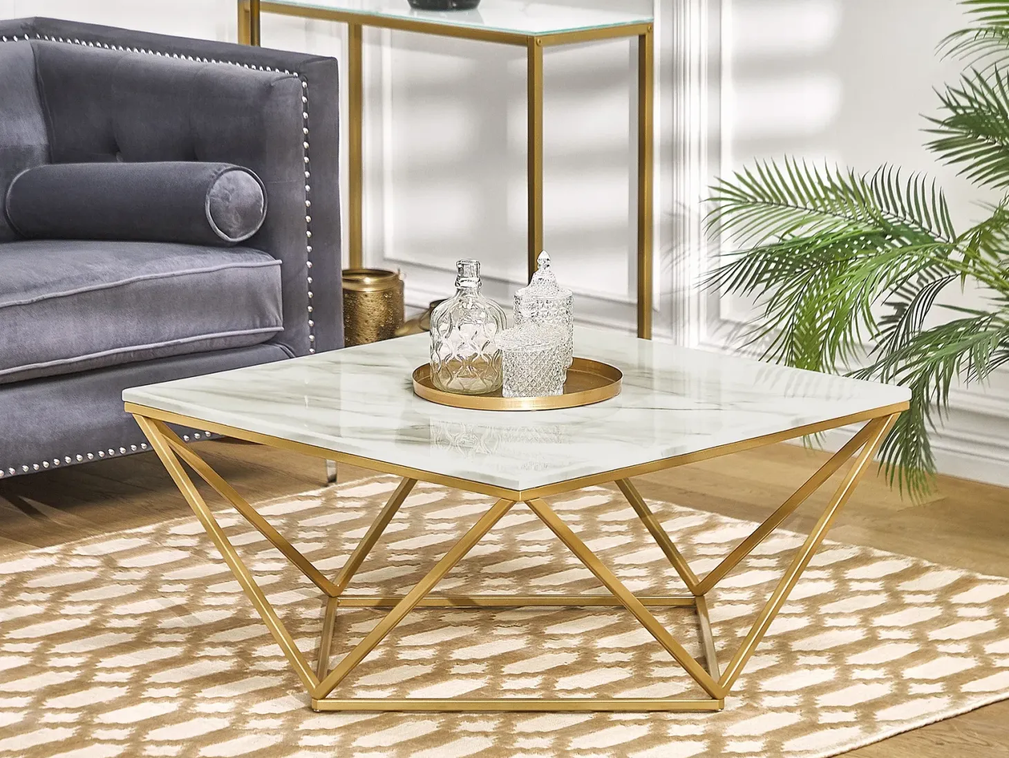 Sofabord MALIBU Marmor/guld