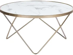 Sofabord MERIDIAN Hærdet glas Marmor/guld