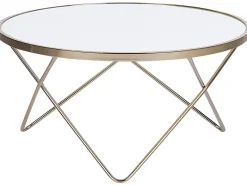 Sofabord MERIDIAN Hærdet glas Hvid/guld