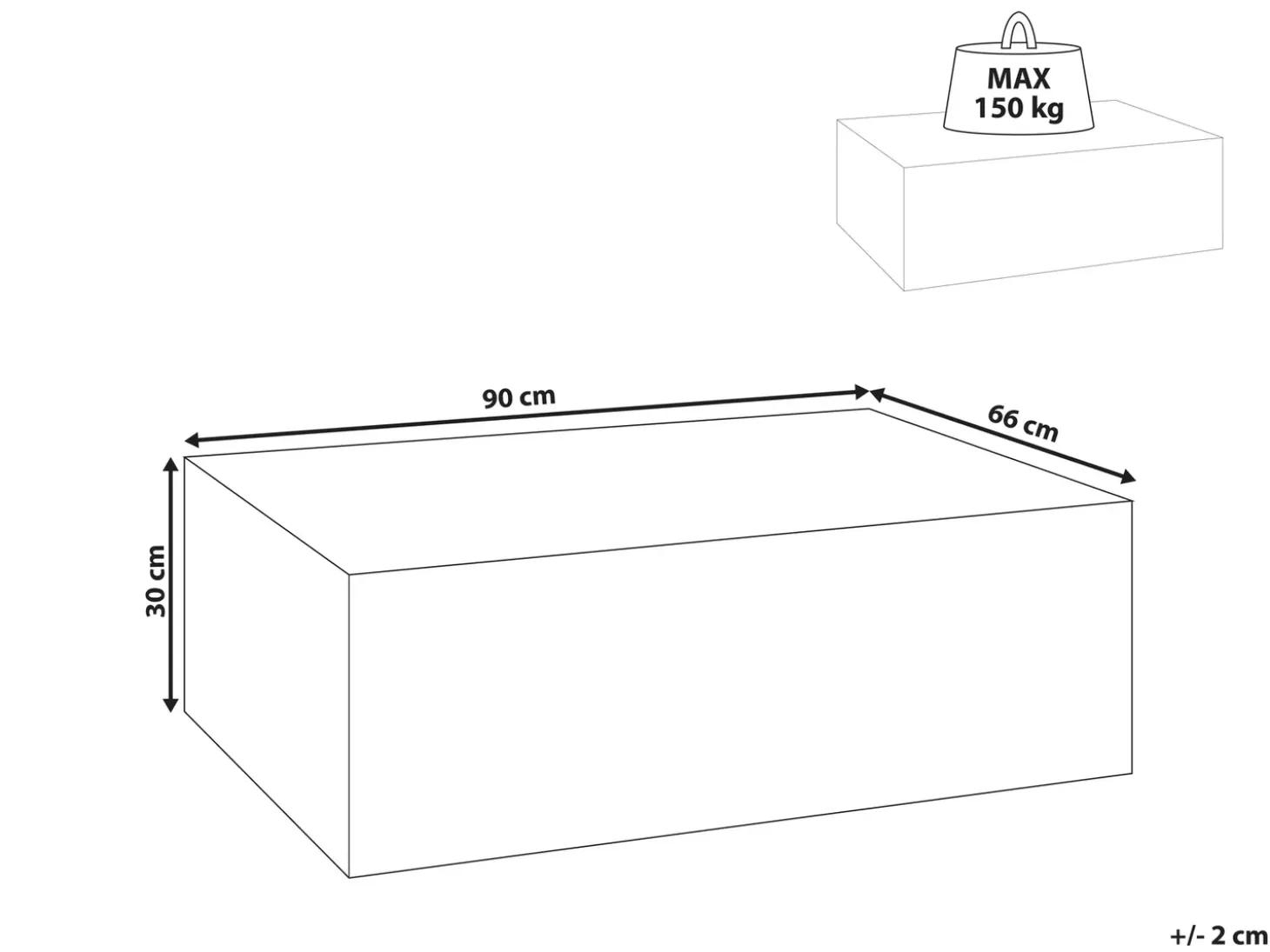 Sofabord NOBRES 90 cm 66 cm Travertin Effekt