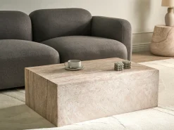 Sofabord NOBRES 90 cm 66 cm Travertin Effekt