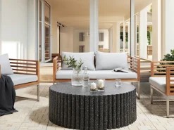 Sofabord POZZA II 106 cm 106 cm Terrazzo effekt Sort terrazzo