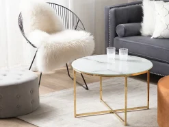Sofabord QUINCY Hærdet glas Marmor/guld