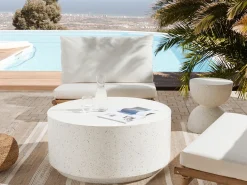 Sofabord TREZZO 90 cm 90 cm Terrazzo effekt Hvid terrazzo