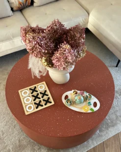 Sofabord TREZZO 90 cm 90 cm Terrazzo effekt Rød terrazzo