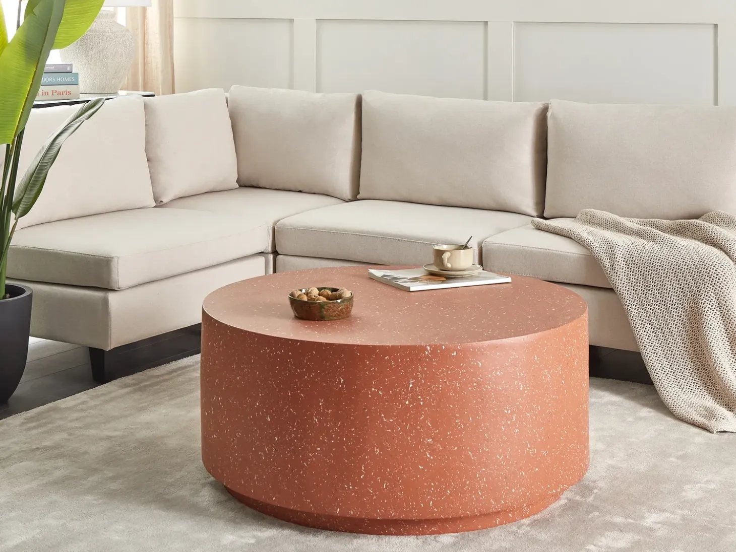Sofabord TREZZO 90 cm 90 cm Terrazzo effekt Rød terrazzo