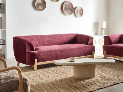 Sofa 3 personers ALNOR Chenille Bordeaux