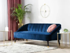 Sofa 3 personers ALSVAG Velour Navy Blå