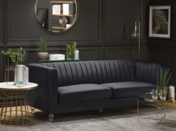 Sofa 3 personers ARVIKA Velour Sort