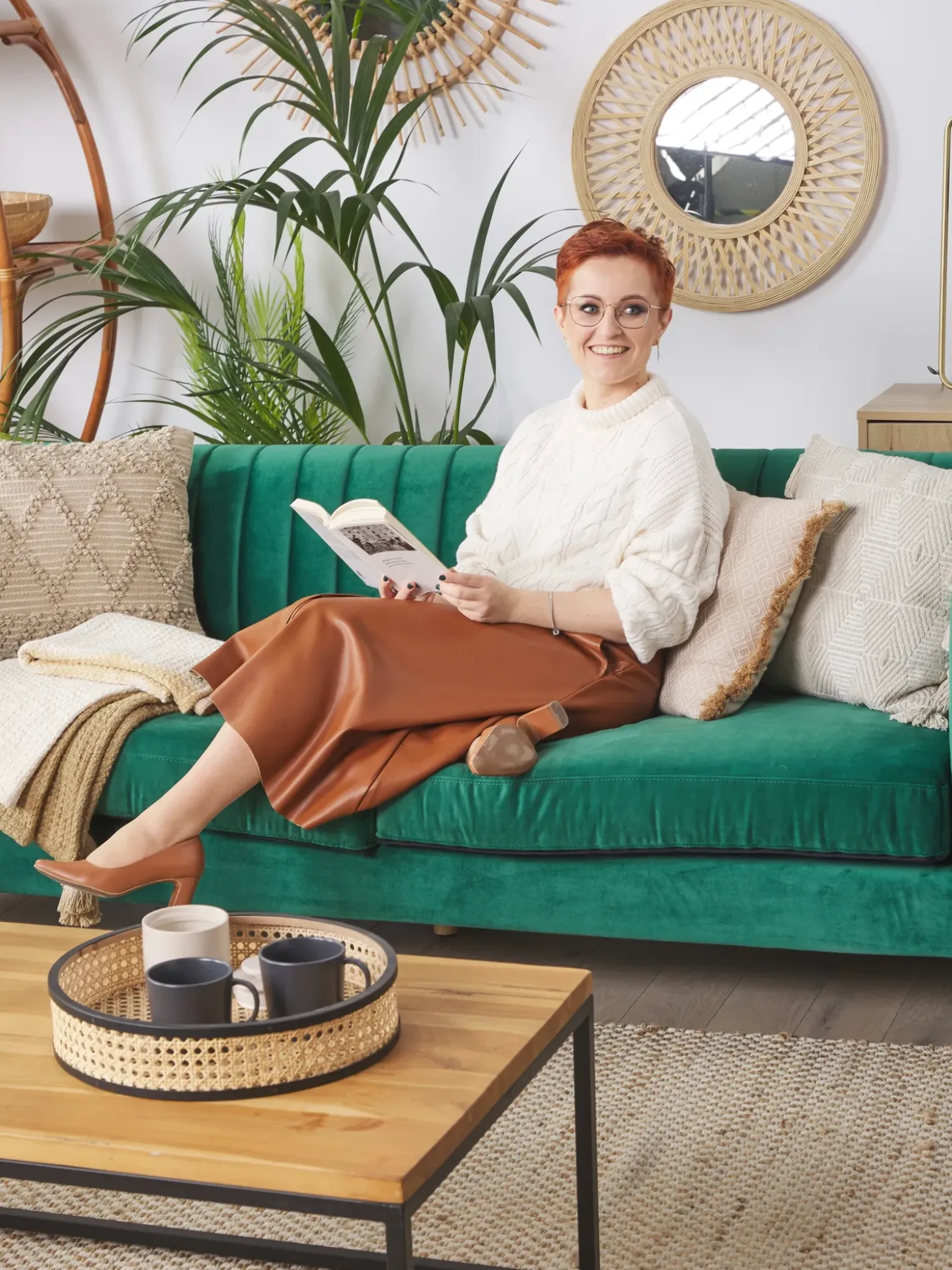 Sofa 3 personers ARVIKA Velour Grøn