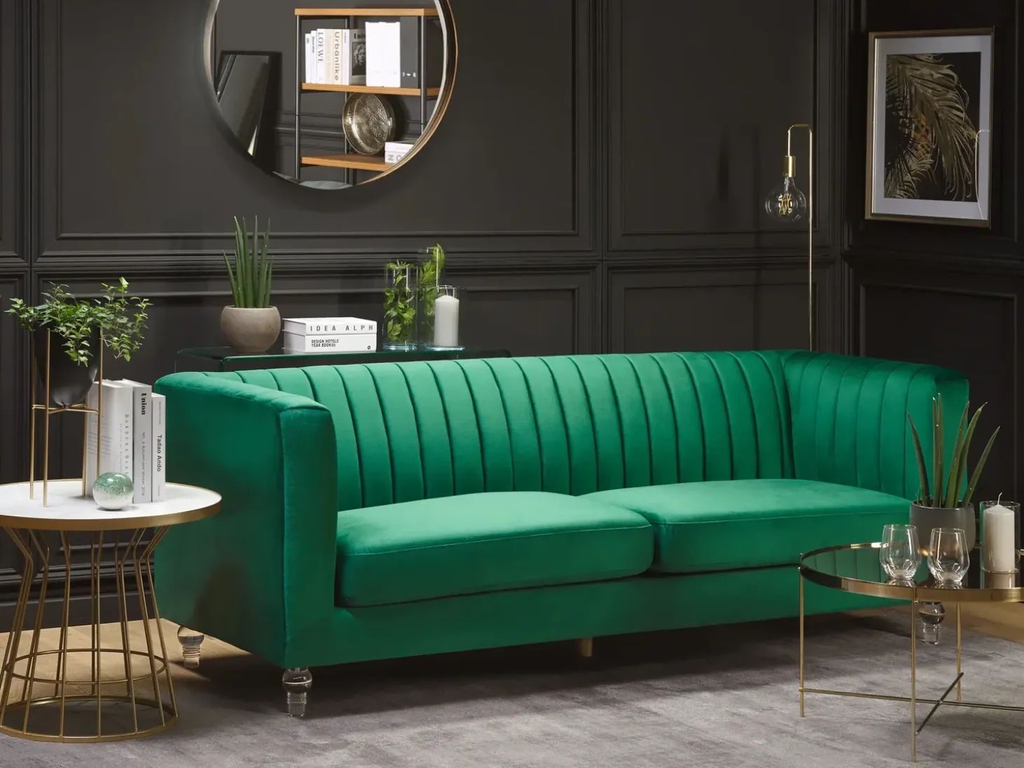 Sofa 3 personers ARVIKA Velour Grøn