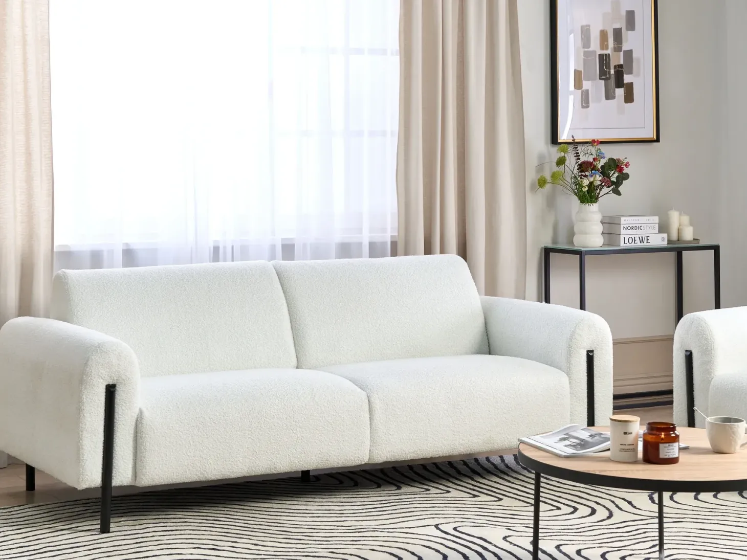 Sofa 3 personers ASKIM Boucle Hvid
