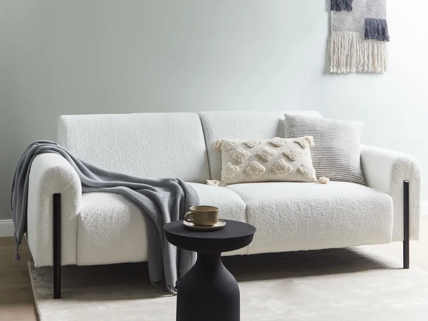 Sofa 3 personers ASKIM Boucle Hvid