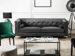 Sofa 3 personers AVALDSENES Velour Mørkegrå