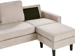Sofa 3 personers AVESTA Beige med fodskammel