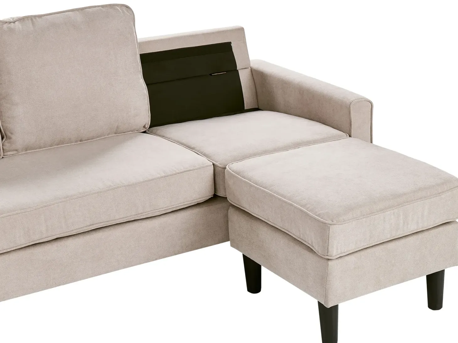 Sofa 3 personers AVESTA Beige med fodskammel