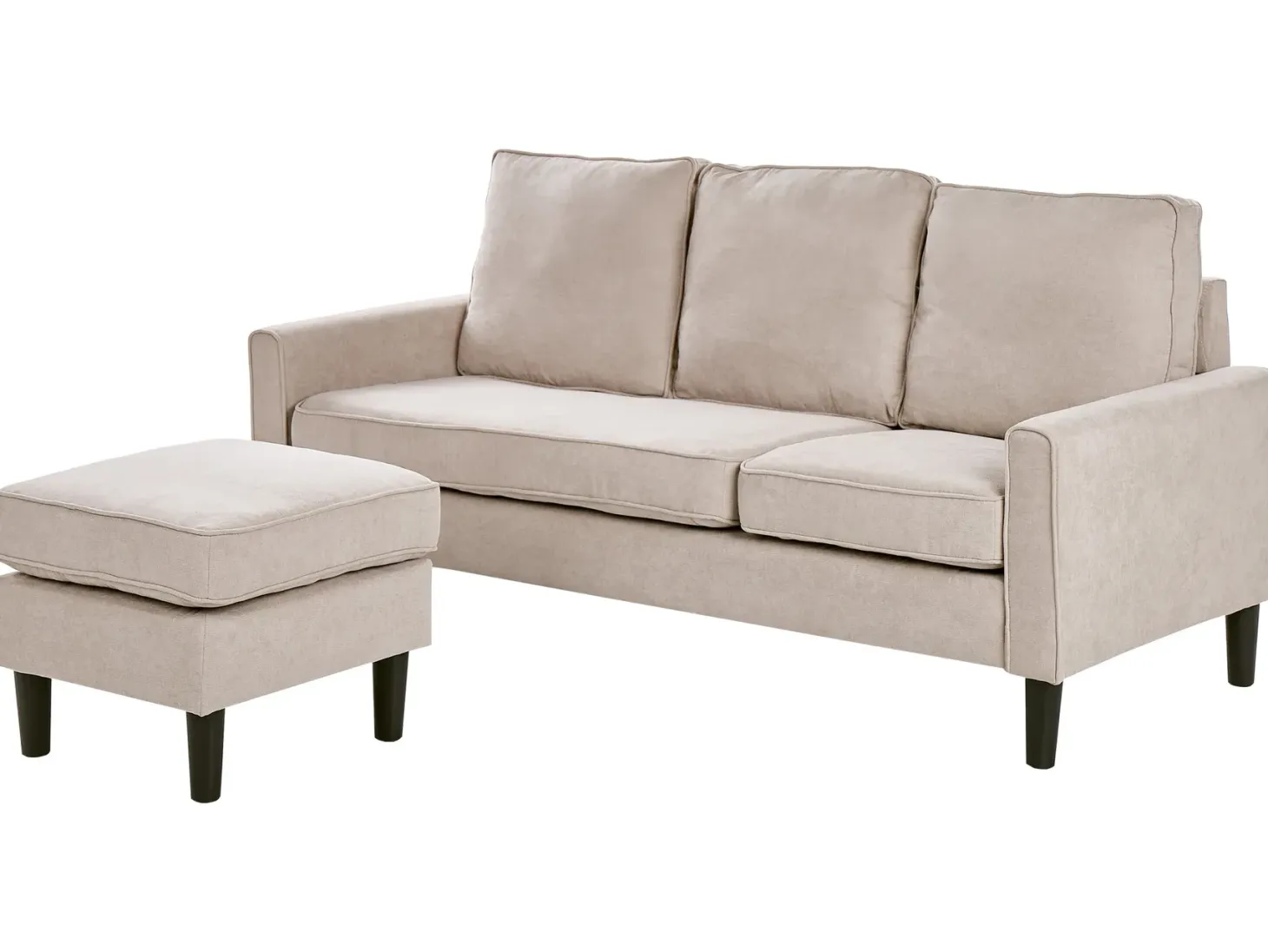 Sofa 3 personers AVESTA Beige med fodskammel