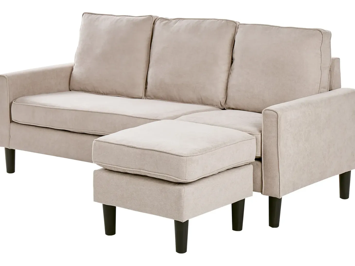 Sofa 3 personers AVESTA Beige med fodskammel