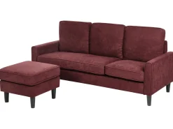 Sofa 3 personers AVESTA Bordeaux med fodskammel