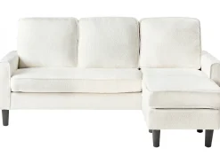 Sofa 3 personers AVESTA Boucle Hvid med fodskammel