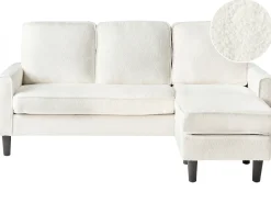 Sofa 3 personers AVESTA Boucle Hvid med fodskammel