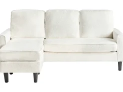 Sofa 3 personers AVESTA Boucle Hvid med fodskammel