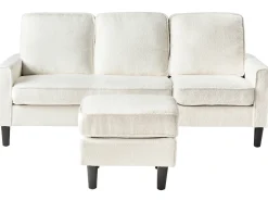 Sofa 3 personers AVESTA Boucle Hvid med fodskammel
