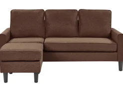 Sofa 3 personers AVESTA Brun med fodskammel