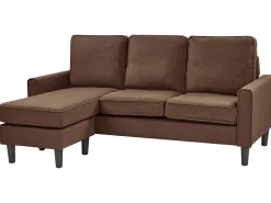 Sofa 3 personers AVESTA Brun med fodskammel