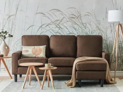 Sofa 3 personers AVESTA Brun med fodskammel