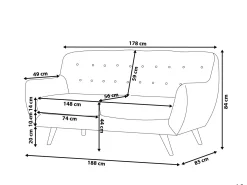 Sofa 3 personers BODO Velour Grå