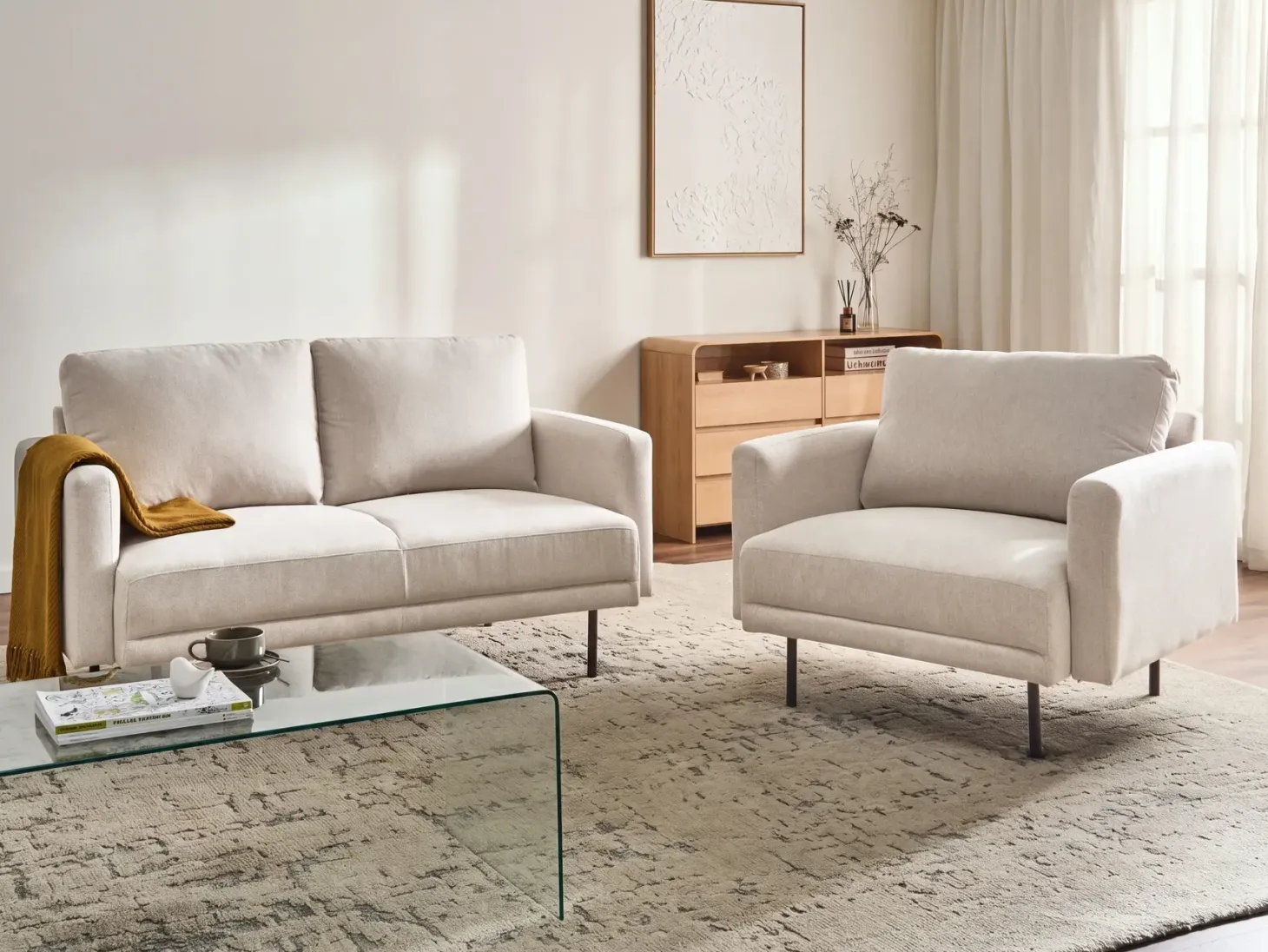 Sofa 2 personers BREDA Lys Beige