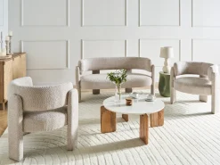 Sofa 2 personers BUREA Chenille Lys Beige