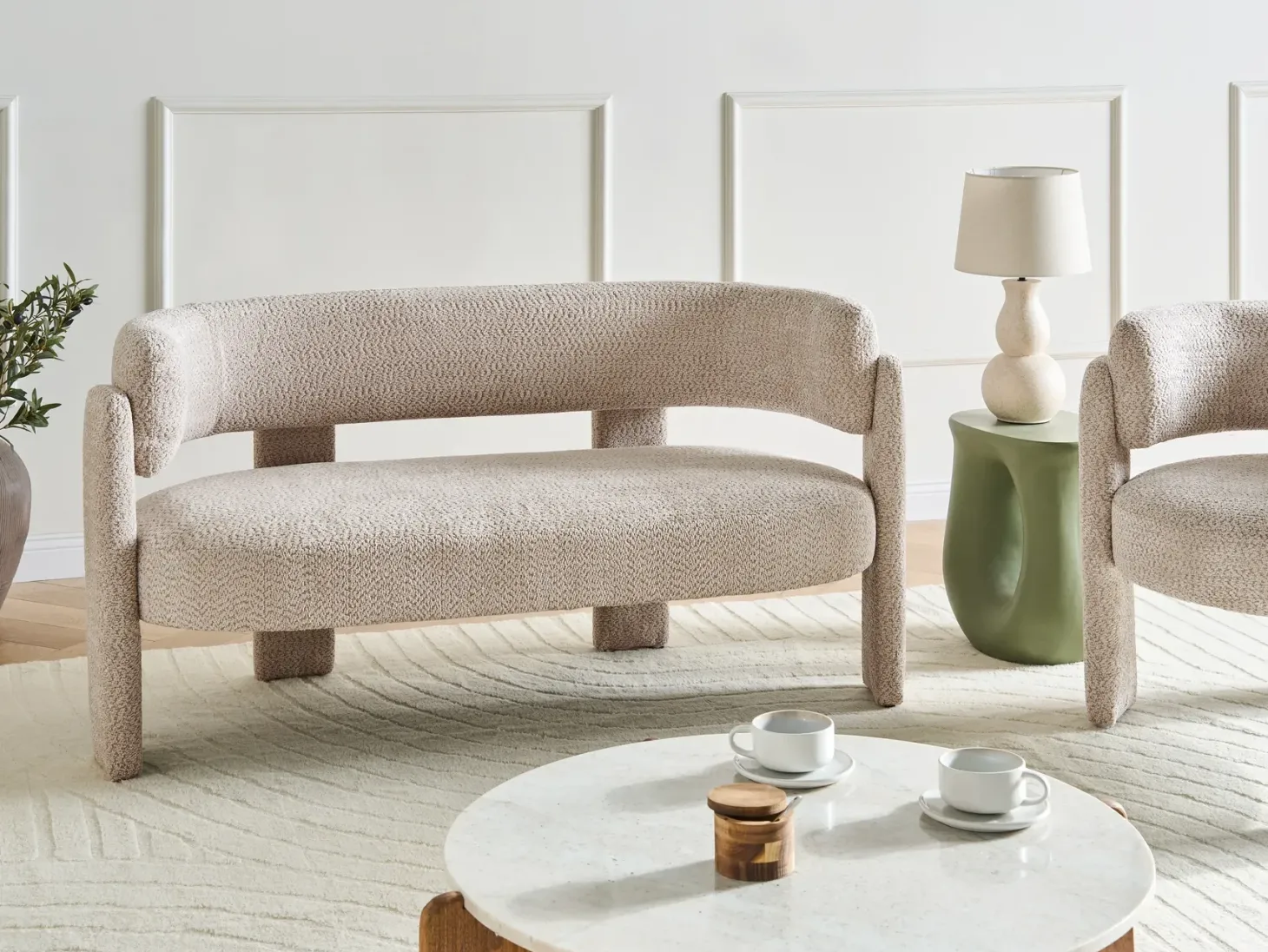 Sofa 2 personers BUREA Chenille Lys Beige