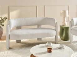 Sofa 2 personers BUREA Chenille Cremehvid