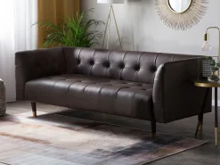 Sofa 3 personers BYSKE Ægte læder Mørkebrun