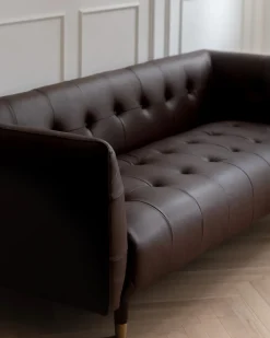 Sofa 3 personers BYSKE Ægte læder Mørkebrun