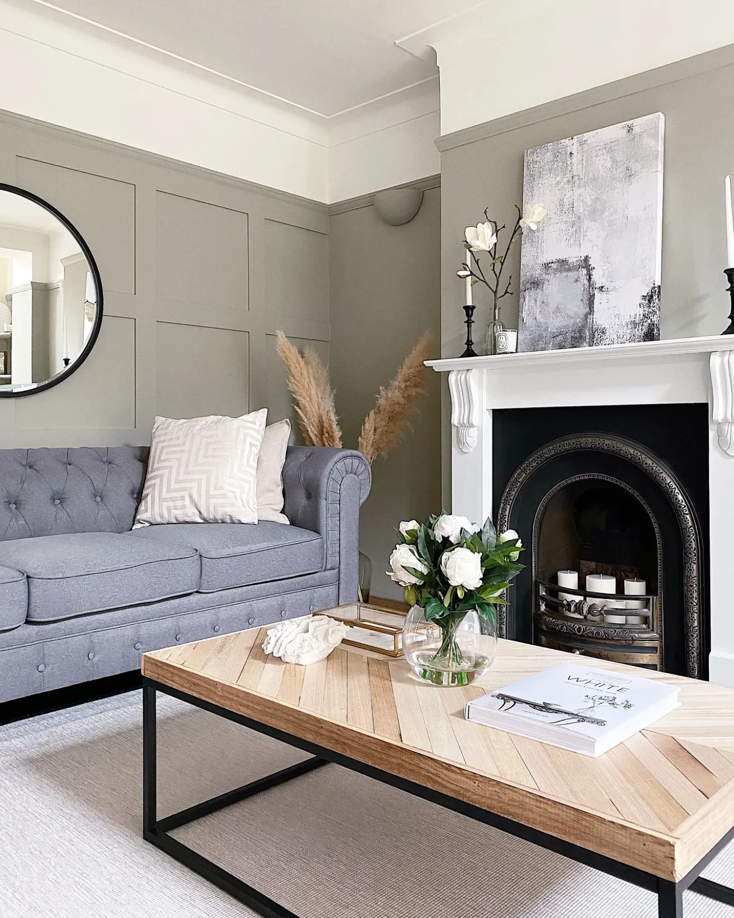 Sofa 3 personers CHESTERFIELD Lysegrå