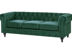 Sofa 3 personers CHESTERFIELD Velour Smaragdgrøn